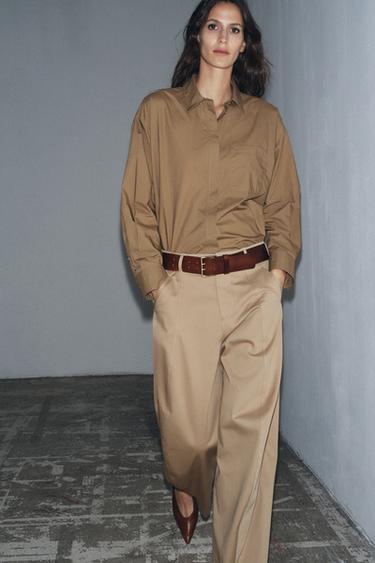 PANTALON CAROTTE ZW COLLECTION - whisky clair de Zara - Image 4