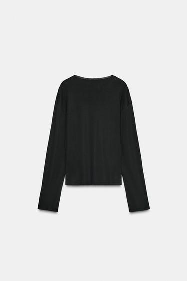 SUPIMA® COTTON OVERSIZED T-SHIRT - Black by Zara - Image 4