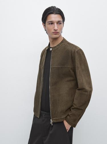 Zara Suede leather jacket - Khaki