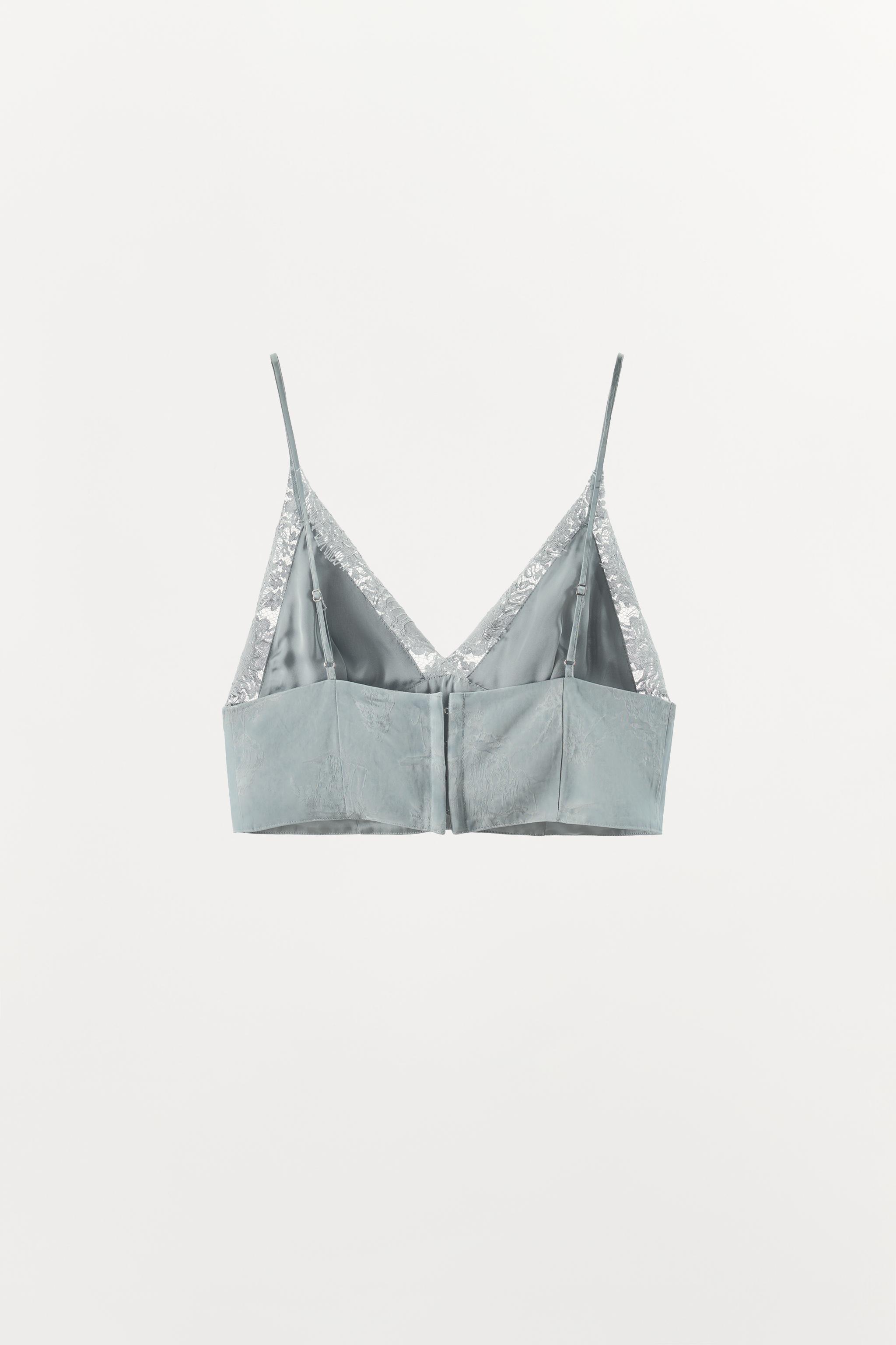 LACE JACQUARD CROP TOP - Gray / Blue | ZARA United States