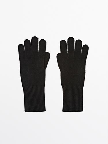 Zara Wool blend knit gloves - Black