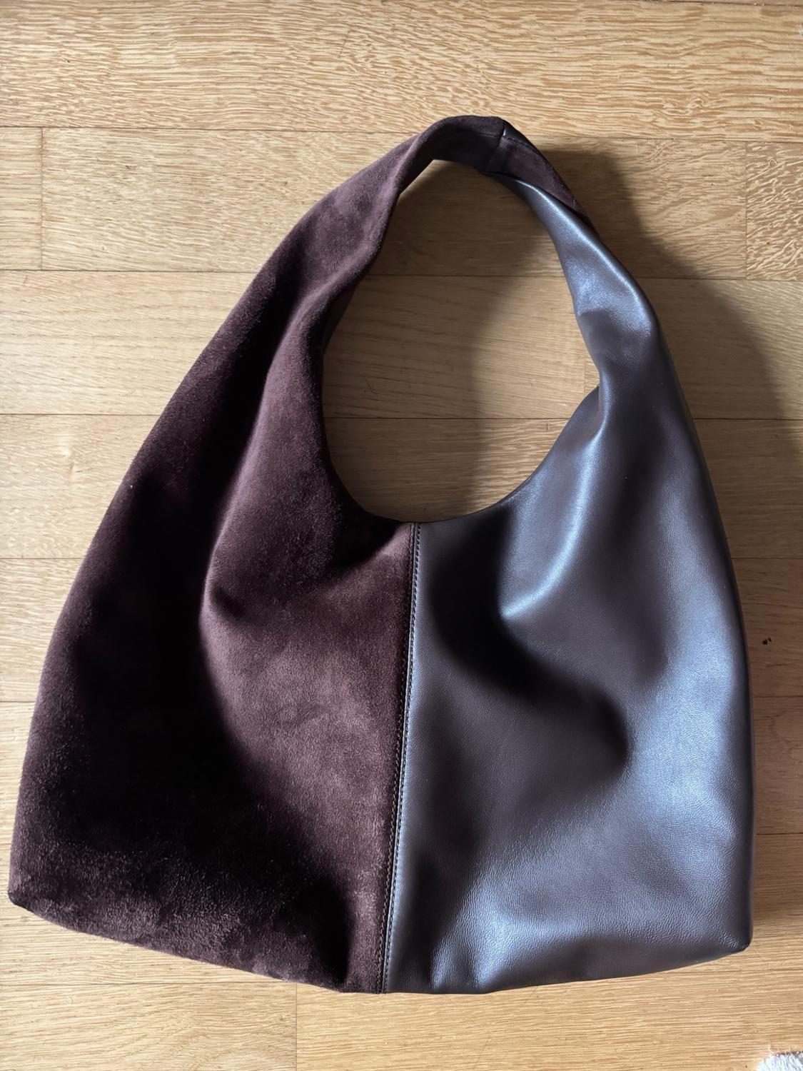 CONTRAST LEATHER SHOULDER BAG - Image 2