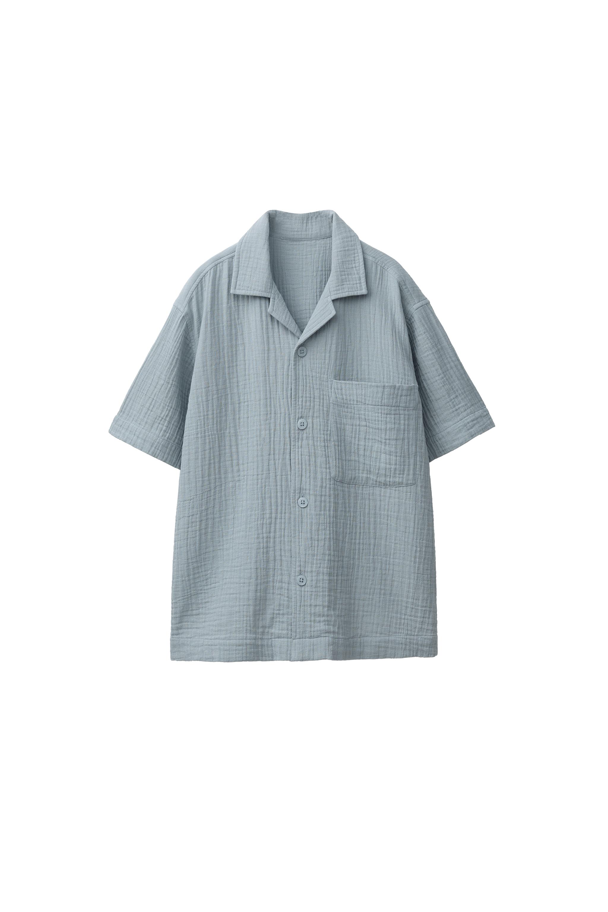 TEXTURED SPREAD COLLAR SHIRT - Blue / Gray | ZARA United States