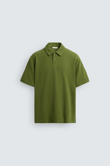Zara TEXTURED POLO - Intense green