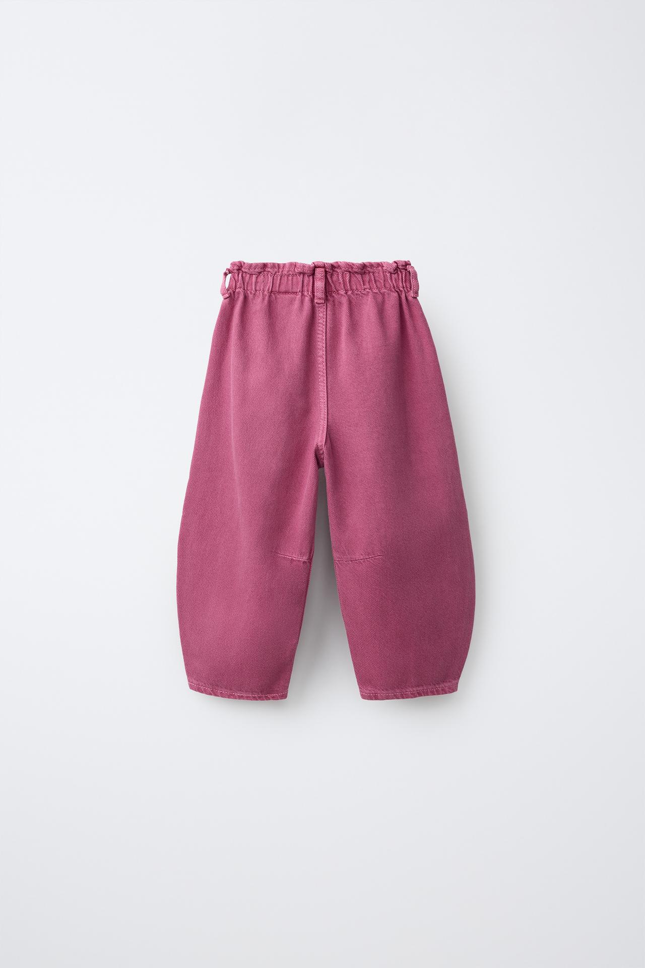 HEART POCKET TWILL BAGGY PANTS — Fuchsia