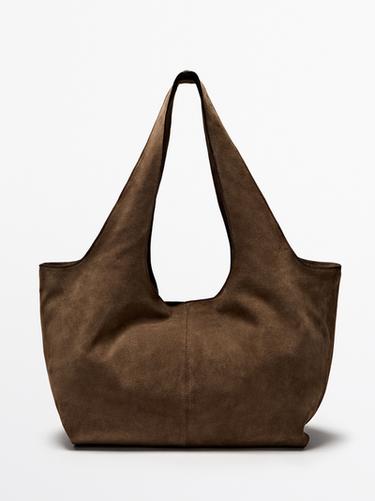 Zara Split leather maxi tote bag - Butter - Image 0