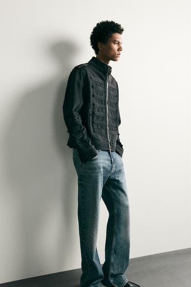 Zara CROPPED FIT JACKET WITH EPAULETS - Charcoal