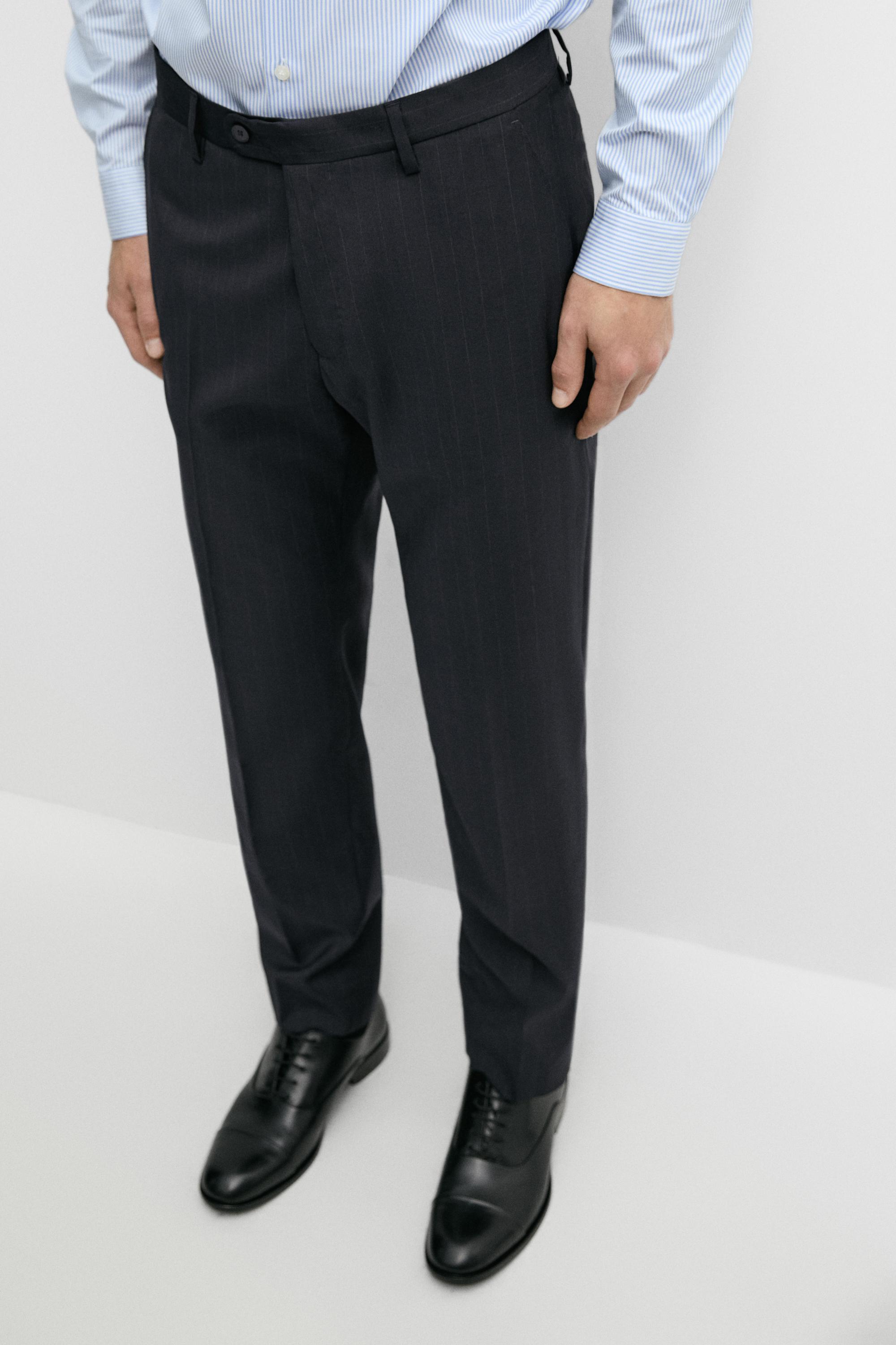 Striped 100% cool wool suit pants