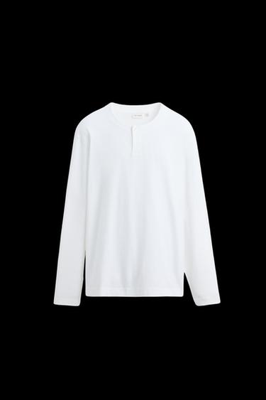 T-SHIRT MIT KNOPFKRAGEN - Weiß von Zara - Bild 0