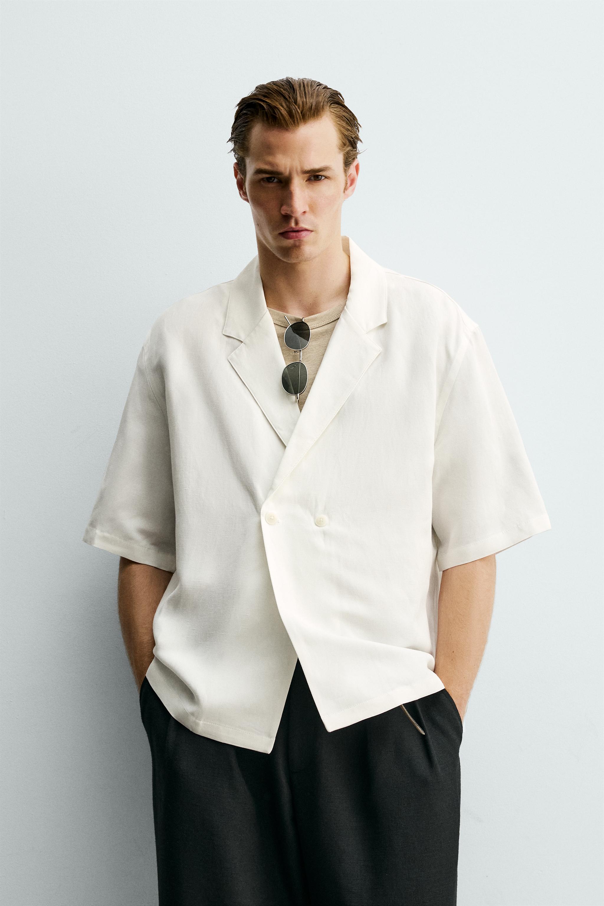 VISCOSE-LINEN KIMONO SHIRT - Oyster-white | ZARA United States