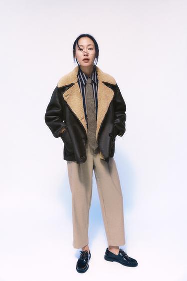 ZW COLLECTION DOUBLE-FACED JACKET - Brown / Ecru by Zara