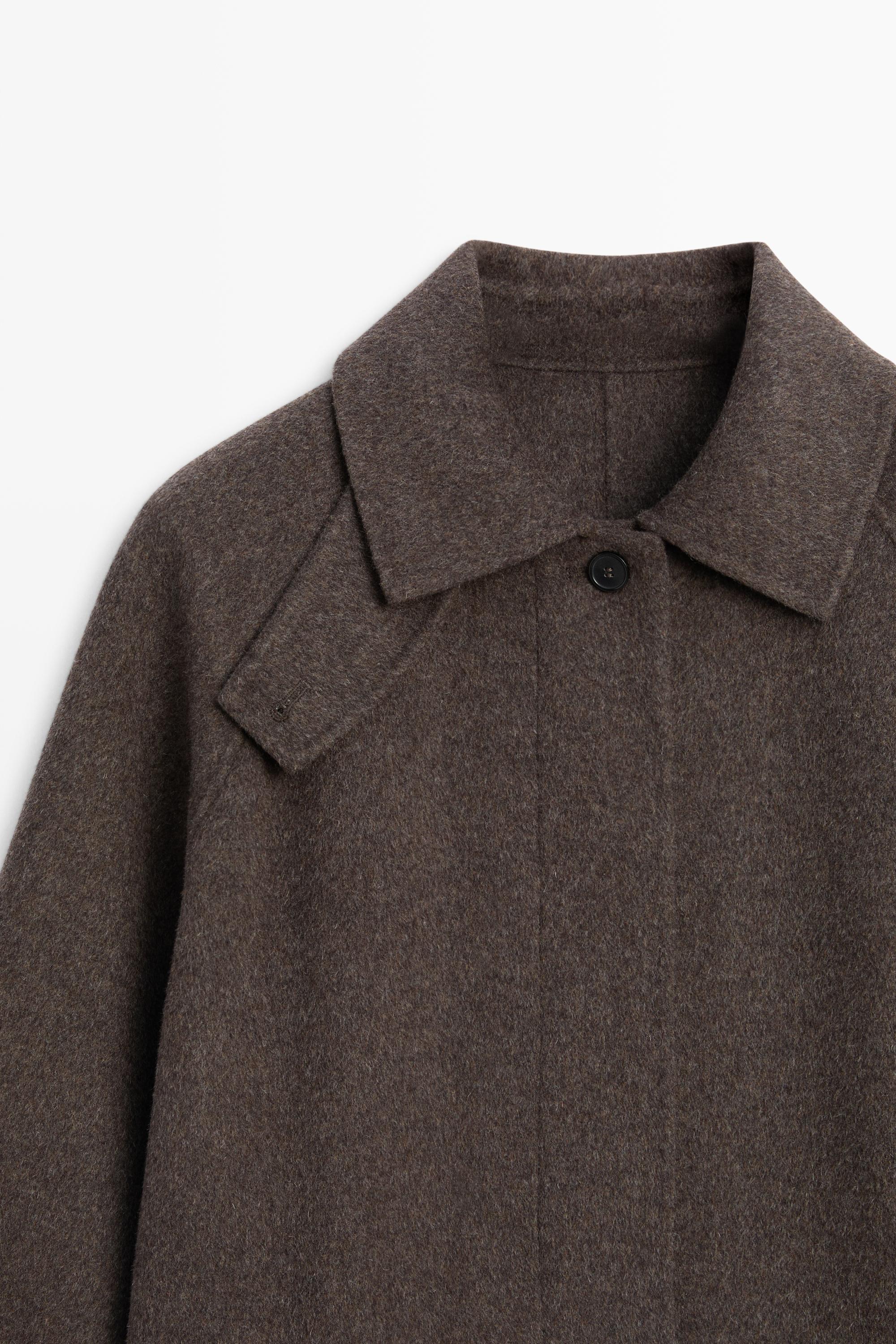 Manteau long en mélange de laine chinée