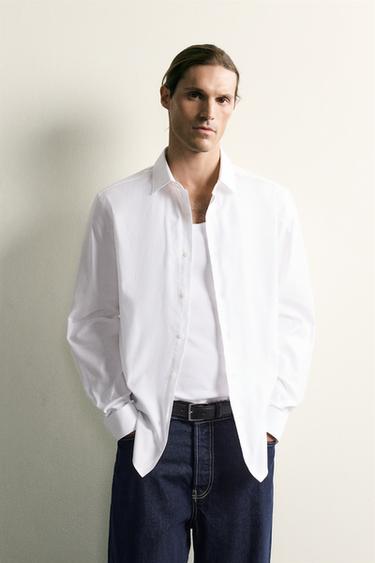 CAMISA SLIM FIT ESTRUTURA - Branco da Zara