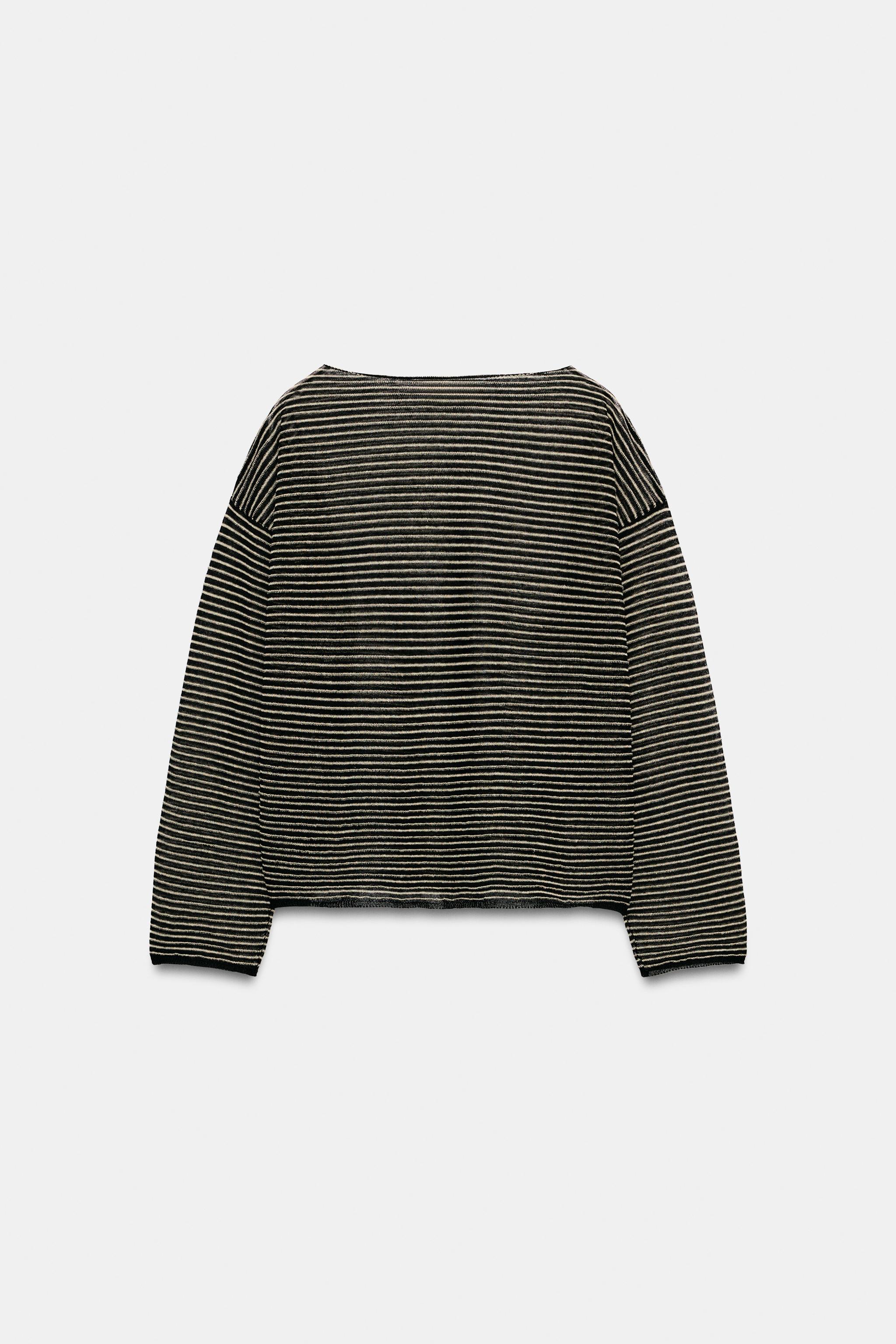 STRIPED FINE KNIT LINEN JUMPER