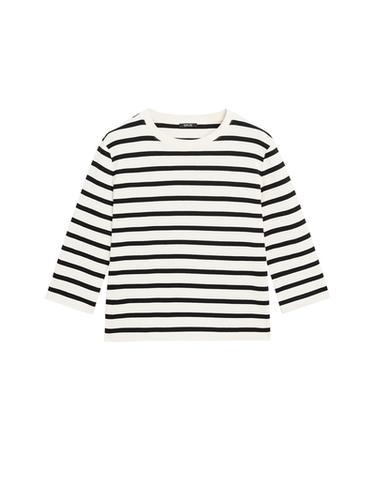 Zara Striped 100% cotton T-shirt - Ecru