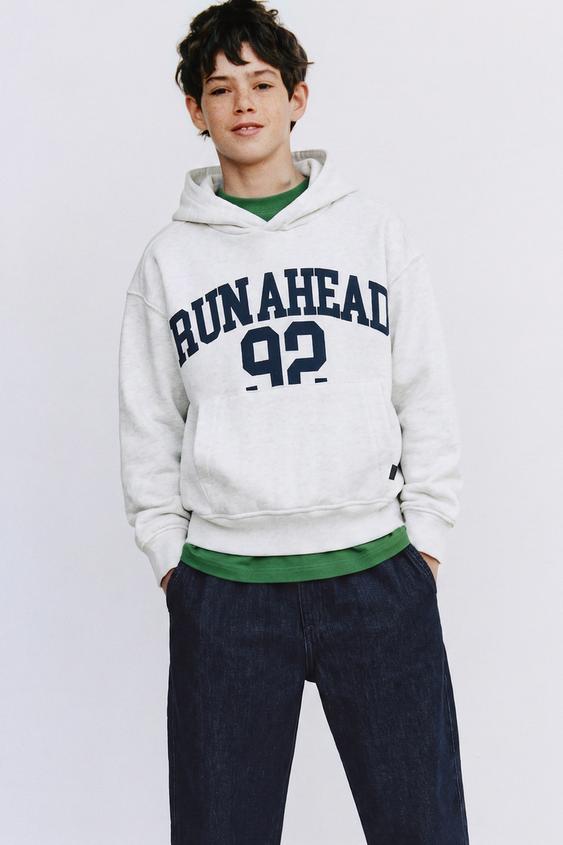 SLOGAN PRINT HOODIE - Pearl grey by Zara - Image 0