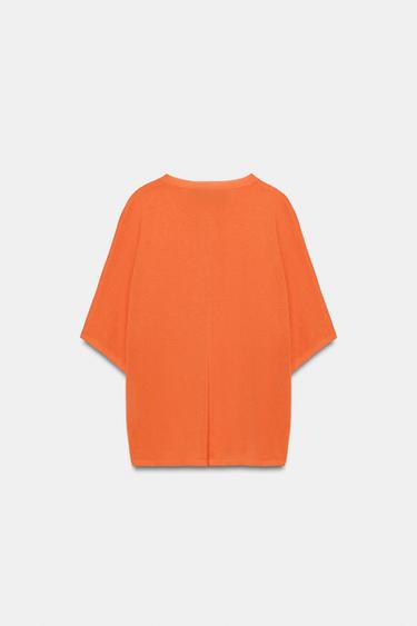 SHORT SLEEVE KNIT CARDIGAN - Neon orange by Zara - Image 5