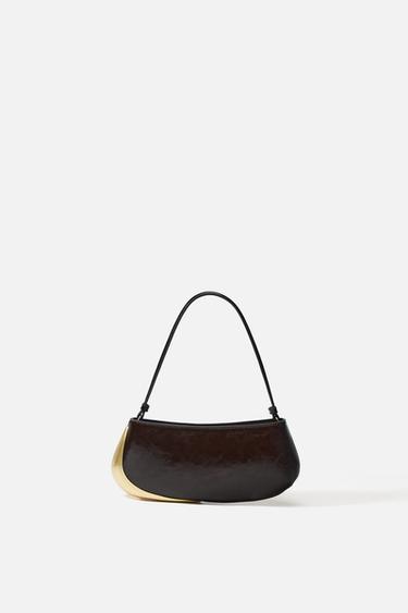 BOLSO DE HOMBRO DETALLE METÁLICO - Chocolate de Zara