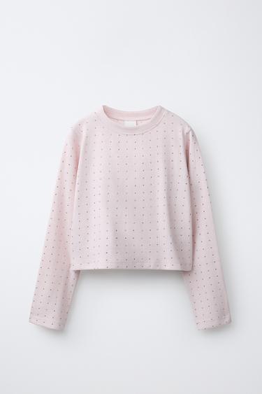 CAMISETA SOFT TOUCH STRASS - Rosa de Zara - Imagen 0