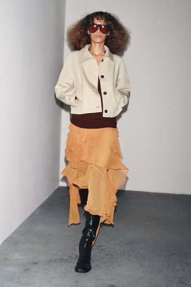 MANTEL TRENCH PENDEK ZW COLLECTION - Beige dari Zara
