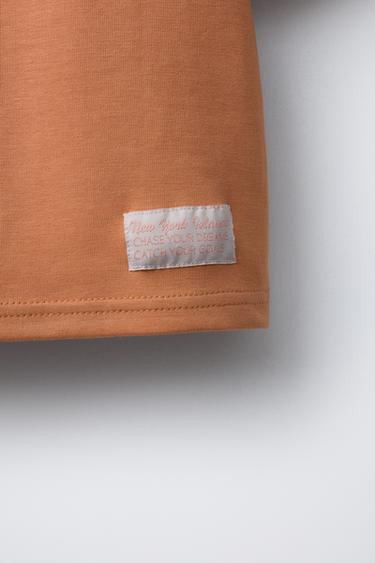 INTERLOCK SLOGAN T-SHIRT - Orange by Zara - Image 3