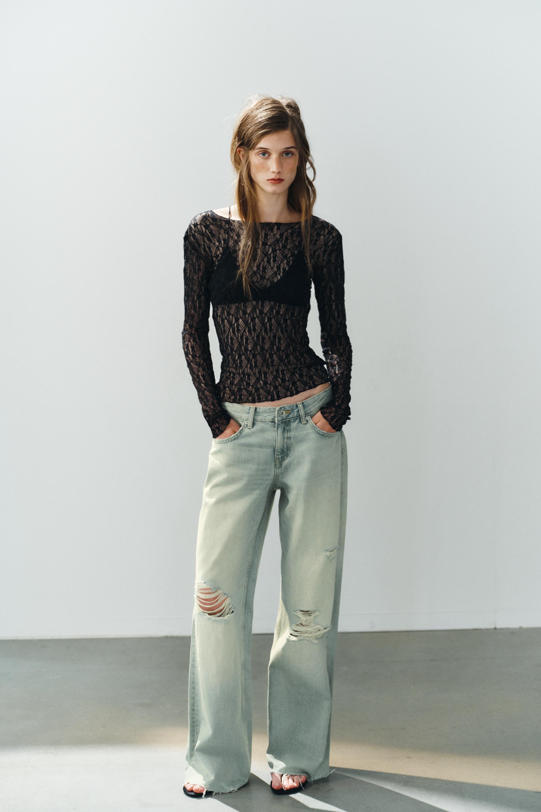 Женские топы Zara LACE TOP