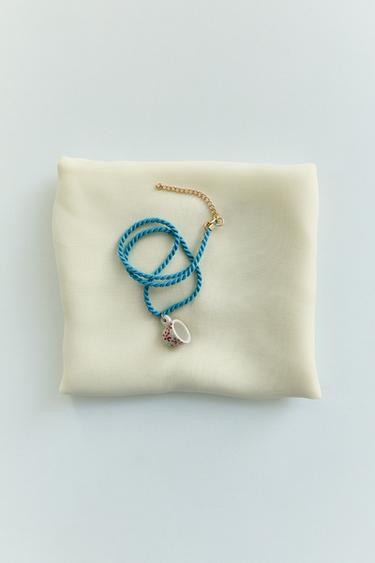 CERAMIC CUP CORD NECKLACE - Blue by Zara