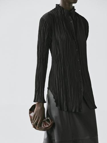 Chemisier fluide plissé - Noir de Zara