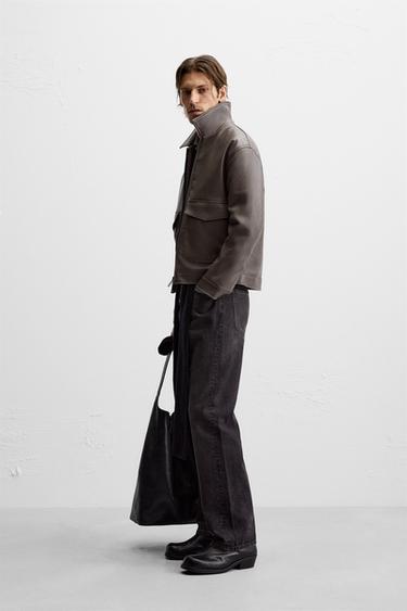 VESTE À POCHES EN MATIÈRE SYNTHÉTIQUE - Gris de Zara - Image 3