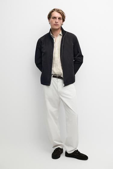 Zara Cotton blend high-neck jacket - Dark navy - Image 0