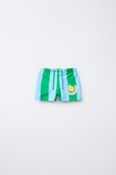 3-6 YEARS/ STRIPED LEMON SWIMMING TRUNKS - Green by Zara