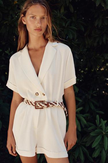 COMBI-SHORT CEINTURE TRESSÉE - Beige clair de Zara - Image 1