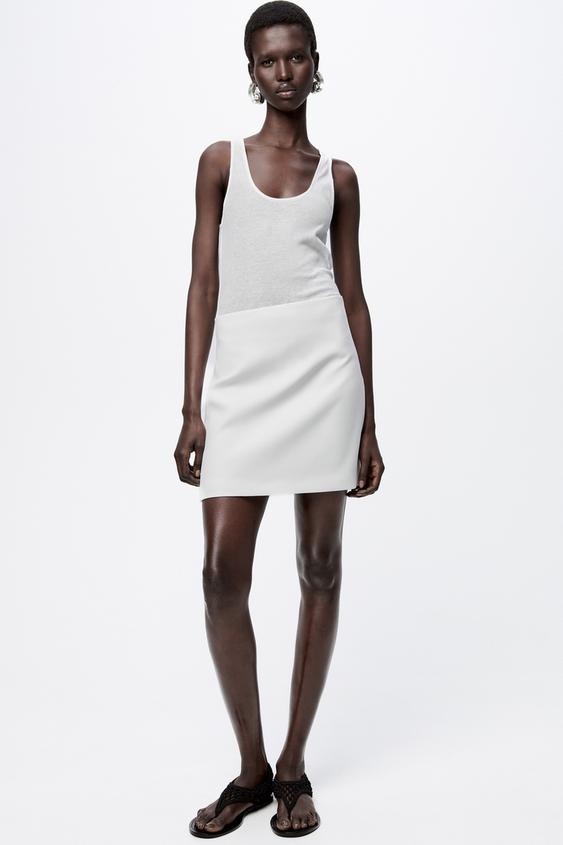 ZW COLLECTION MINI SKIRT Ecru ZARA US SALES STORE