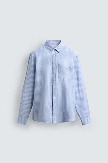 Zara REGULAR FIT LINEN - COTTON SHIRT - striped