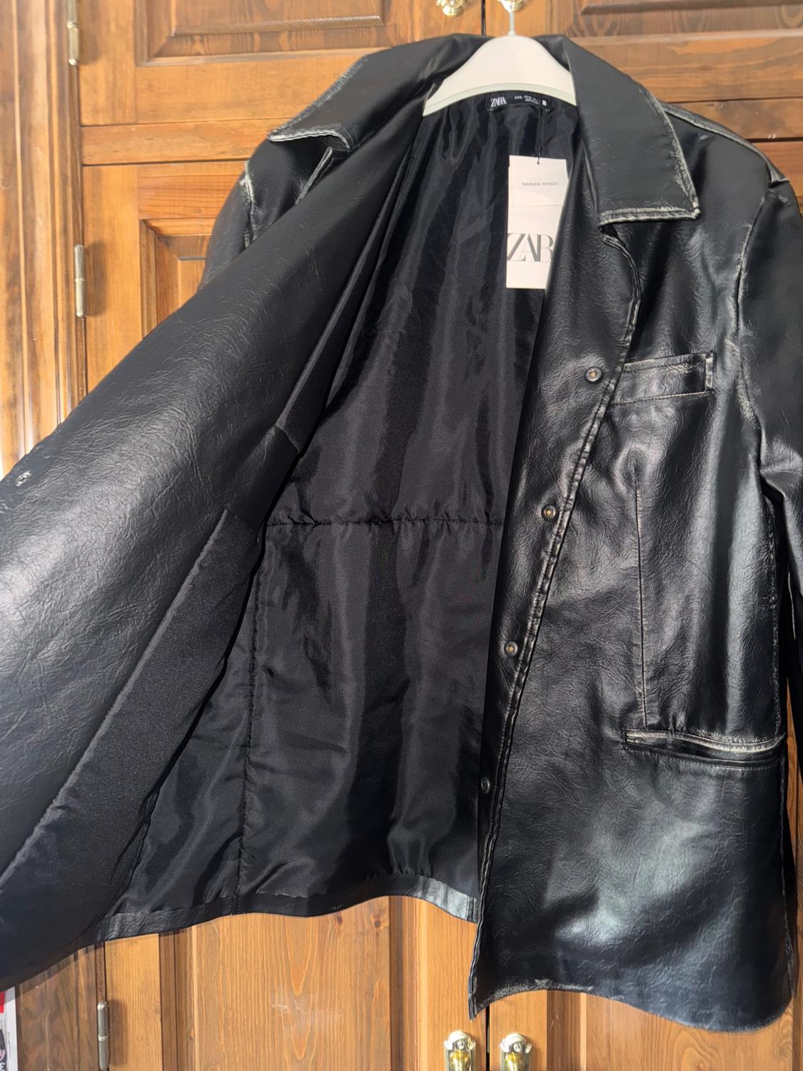 VINTAGE EFFECT LEATHER EFFECT BLAZER - Image 5