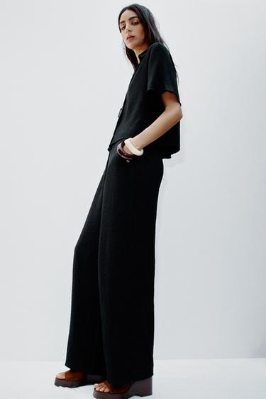 WIDE-LEG TROUSERS WITH ELASTIC WAISTBAND - Black by Zara - Image 3