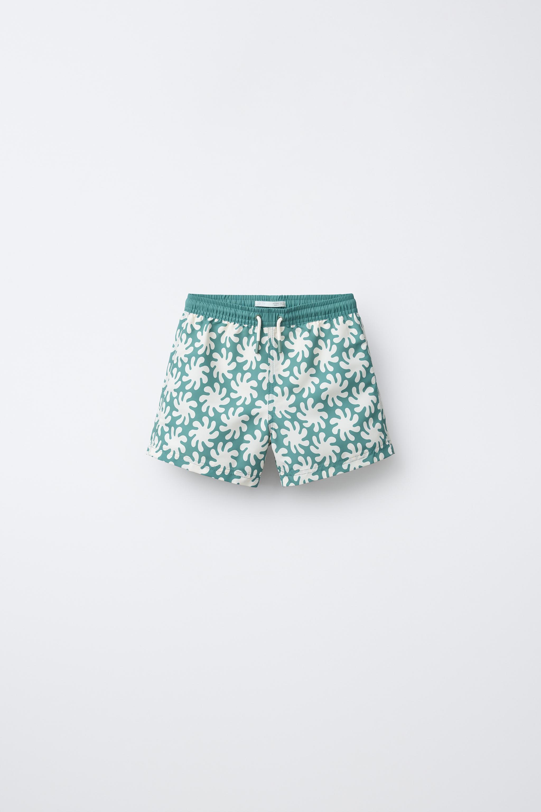 6-14 YEARS/ SPIRAL PRINT SWIM SHORTS - Green / Blue | ZARA United
