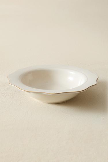 PRATO FUNDO DE PORCELANA COM BORDA - Creme da Zara