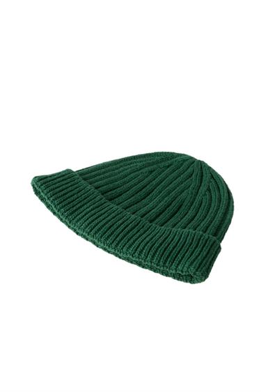 PLAIN KNIT HAT — Green 2