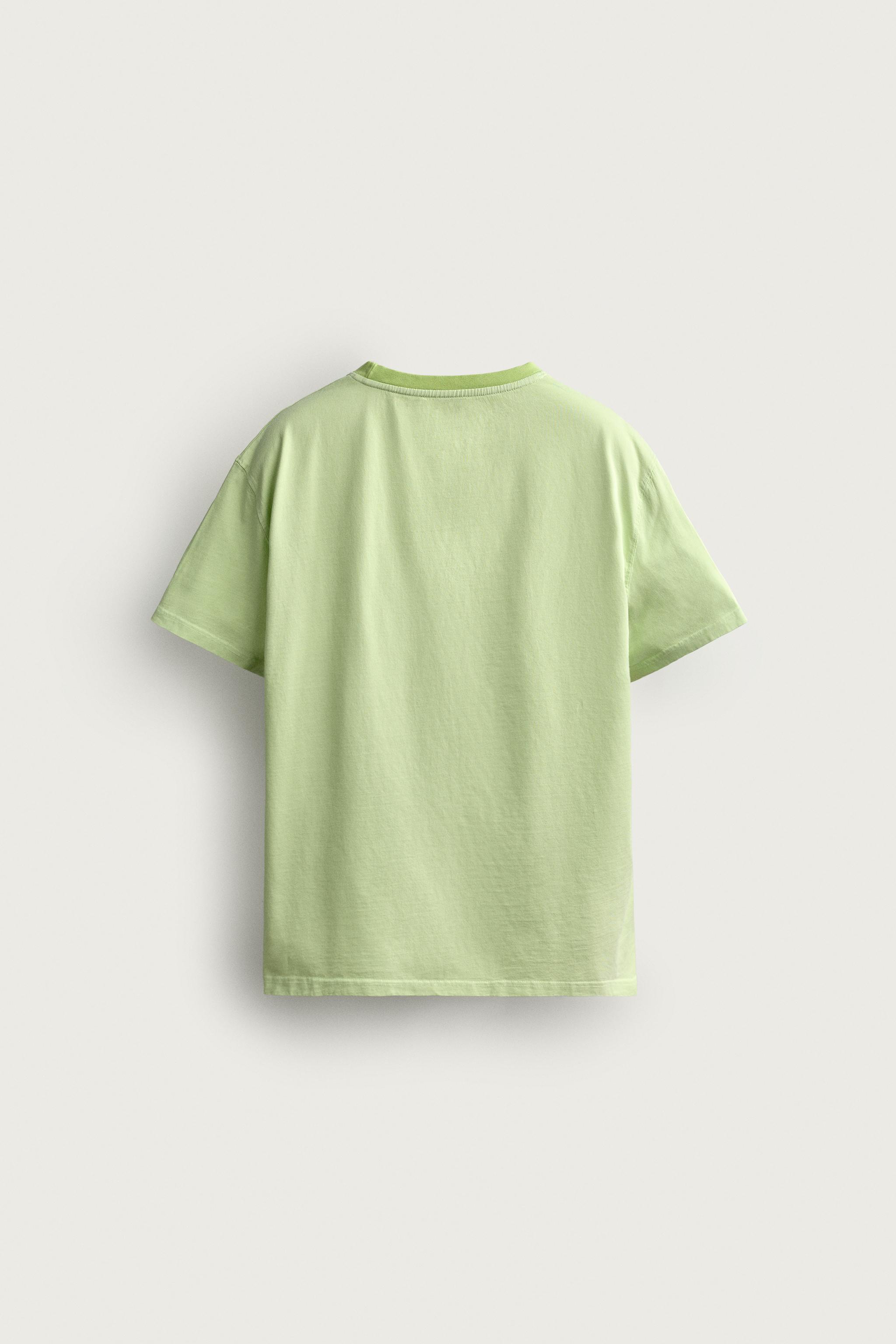 Zara KONTRAST YAKALI RELAXED FIT T-SHIRT görsel 8
