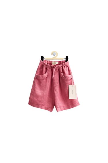 ZARA TIMELESS - PLAIN 100% LINEN BERMUDA SHORTS - Pink by Zara