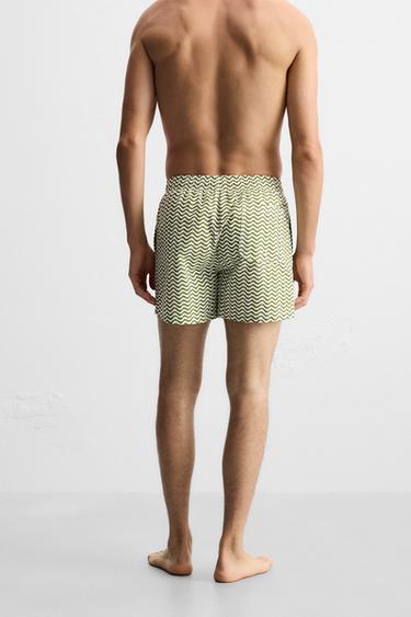 WAVY MID-LENGTH SWIMMING TRUNKS - Ecru by Zara - Image 3