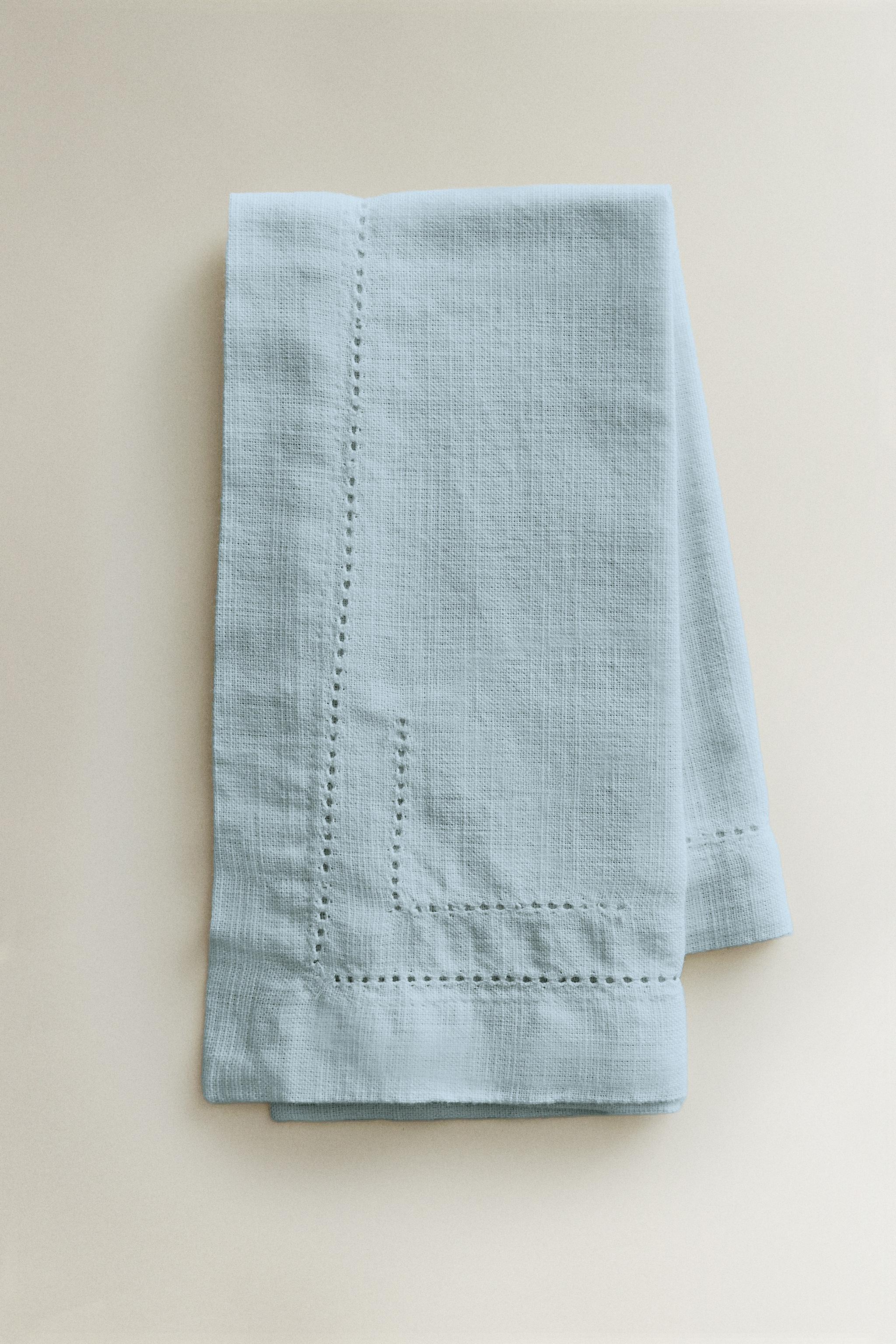 COTTON HEMSTITCHED NAPKINS (PACK OF 2) — Bluish