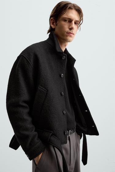 CAZADORA LANA TEXTURA BOUCLÉ - Negro de Zara