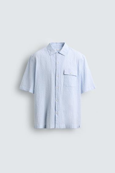 CHEMISE À CARREAUX TEXTURÉE - Bleu / Blanc de Zara - Image 6