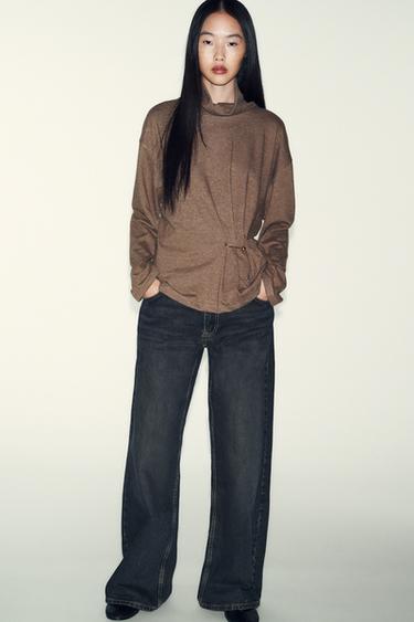 Zara MEKANI TOP SA METALNIM APLIKACIJAMA – žuto-smeđa