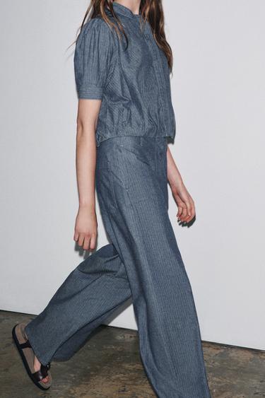 ZW COLLECTION RELAXED TROUSERS - Blue by Zara - Image 3