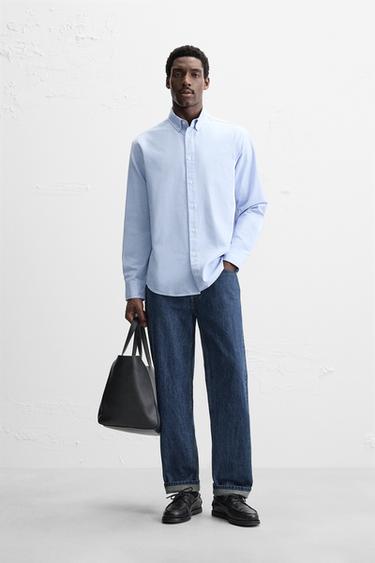 Zara TEXTURED OXFORD SHIRT - Sky blue - Image 0