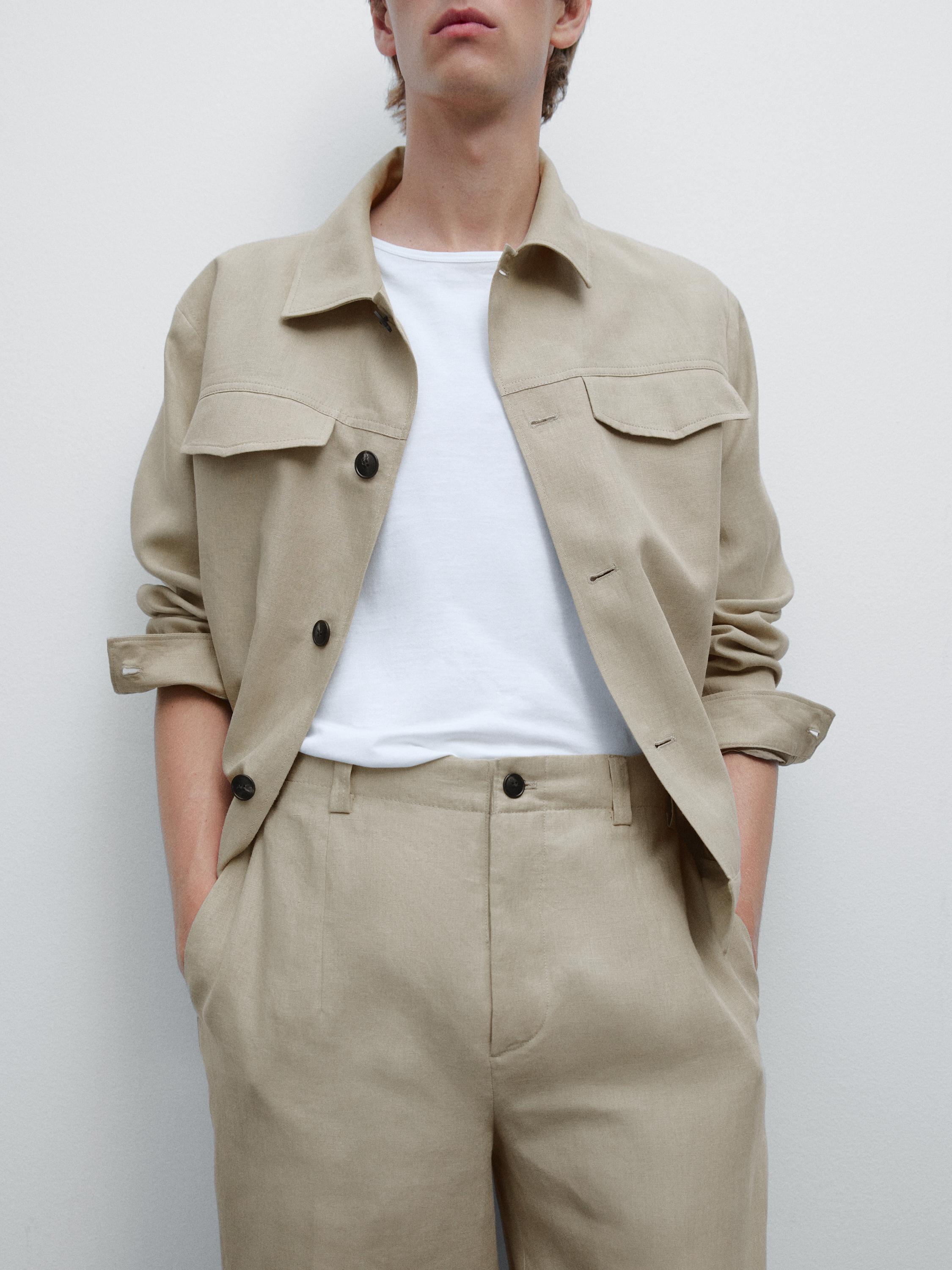 Total look 100% linen trousers