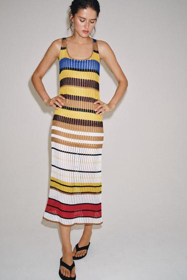 LONG STRIPED KNIT DRESS - Multicoloured by Zara